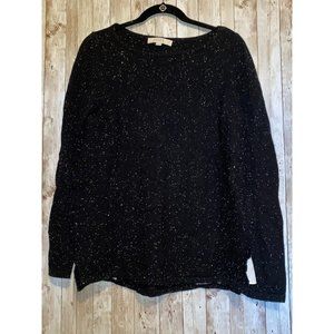 Loft Black & White Speckled Wool Blend Sweater with Peek A Boo Sides Size Small